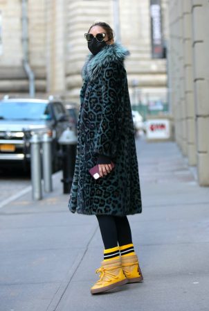 Olivia Palermo - Out on a cold weather in a big coat in Dumbo - Brooklyn