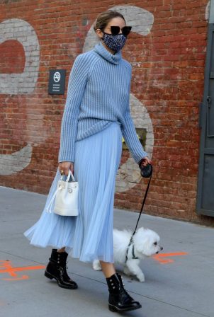 Olivia Palermo - Out with her puppy in New York
