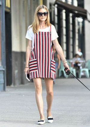 Olivia Palermo walking her dog in New York City