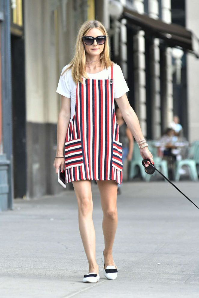 Olivia Palermo walking her dog in New York City