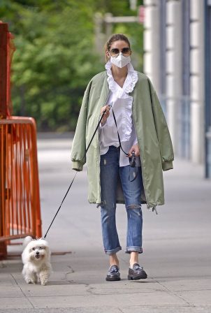 Olivia Palermo - Walking her dog Mr. Butler in New York City