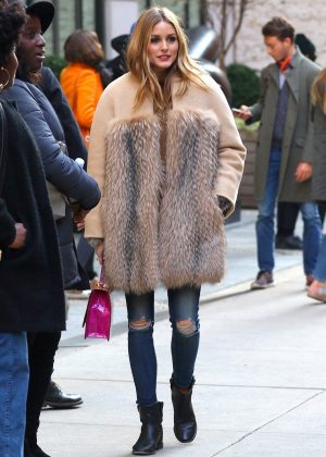 Olivia Palermo Wearing a Fur Coat -13 - GotCeleb