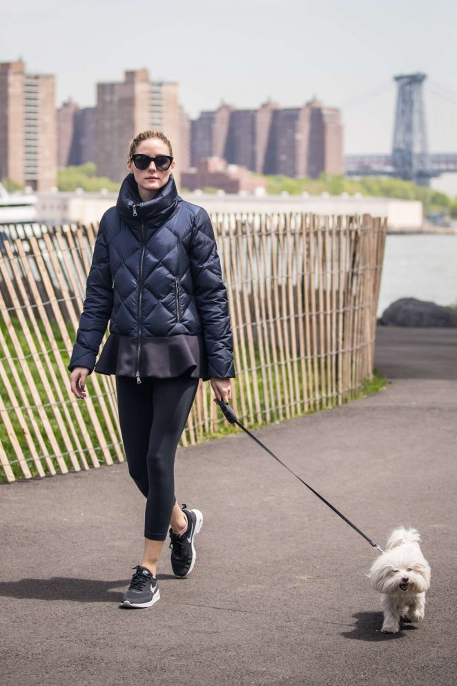 Olivia Palermo with her dog in Brooklyn