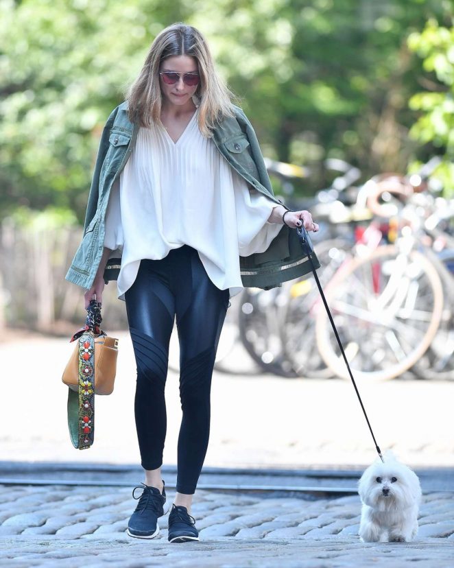Olivia Palermo with her dog out in Brooklyn