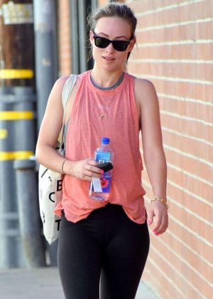Olivia Wilde in Leggings - Leaves the gym in Studio City