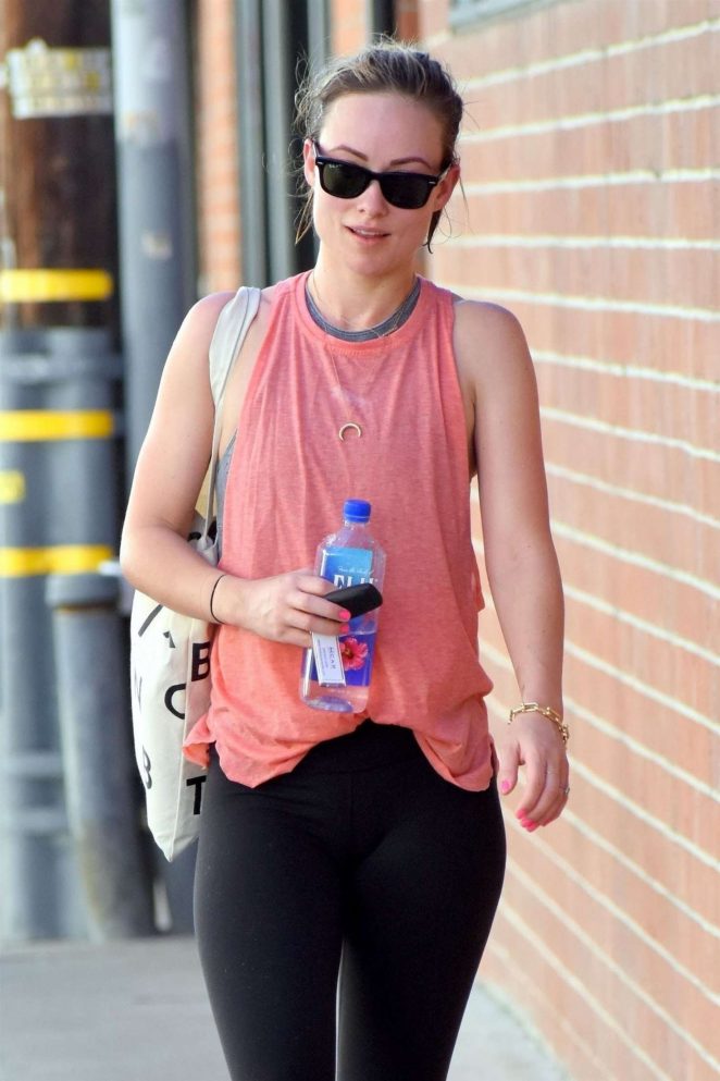 Olivia Wilde in Leggings - Leaves the gym in Studio City