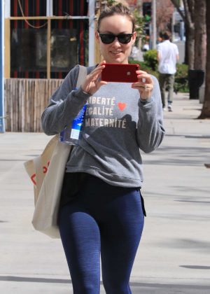 Olivia Wilde in Tights - Hits the gym in LA
