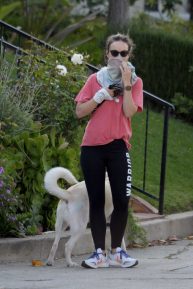 Olivia Wilde out for a stroll with her dog in Los Angeles