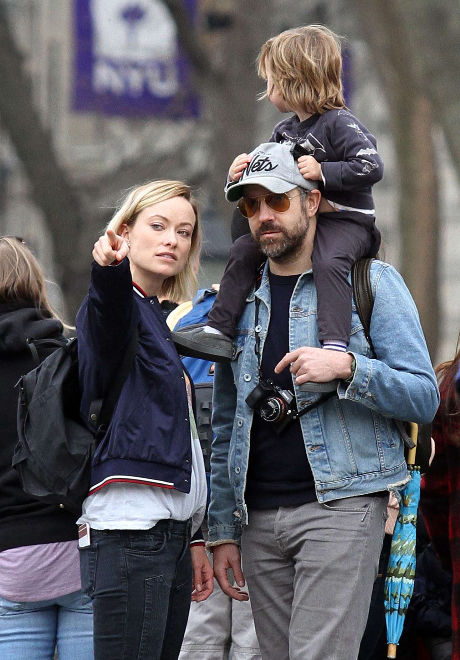 Olivia Wilde with her family on the set of 'Life Itself' in NY