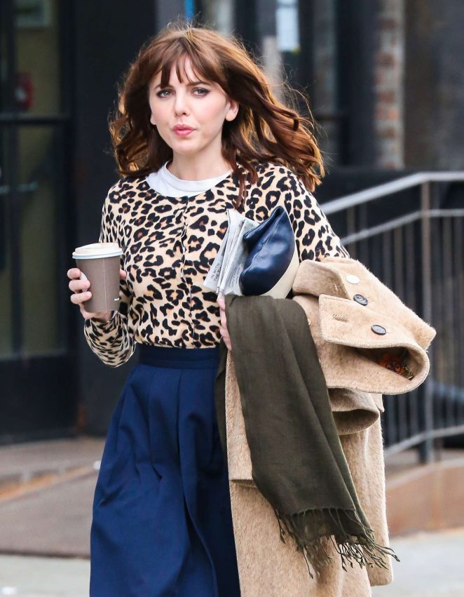 Ophelia Lovibond out for a walk in New York