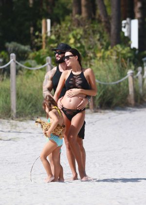 Oxana Samoylova in Black Bikini in Miami