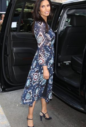 Padma Lakshmi - In a blue dress exits NBC's Today Show in New York