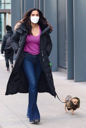 Padma Lakshmi - Out with her dog Divina in Manhattan