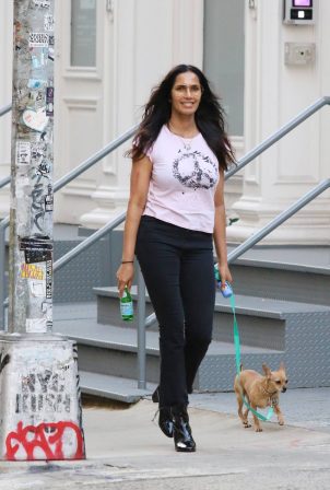 Padma Lakshmi - Walking her dog Divina in Manhattan’s SoHo neighborhood