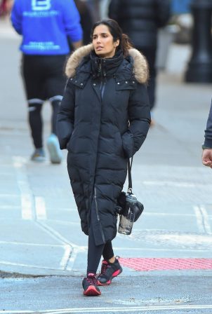 Padma Lakshmi - Wears puffer coat while out in New York