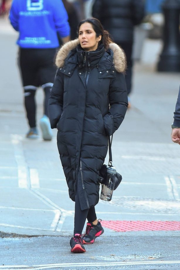 Padma Lakshmi - Wears puffer coat while out in New York