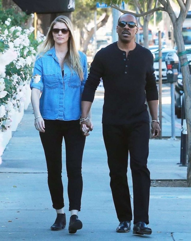 Paige Butcher and Eddie Murphy stop by Coffee Bean in Studio City
