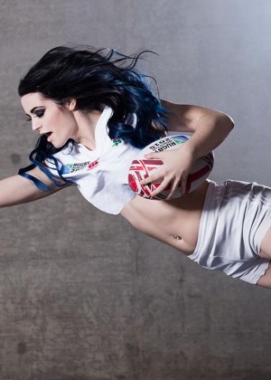 Paige - WWE Rugby World Cup Divas Photoshoot (September 2015)