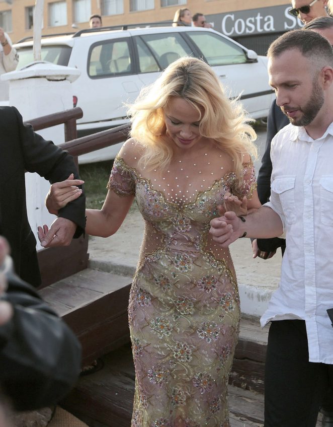 Pamela Anderson at the opening of Playa Padre in Marbella
