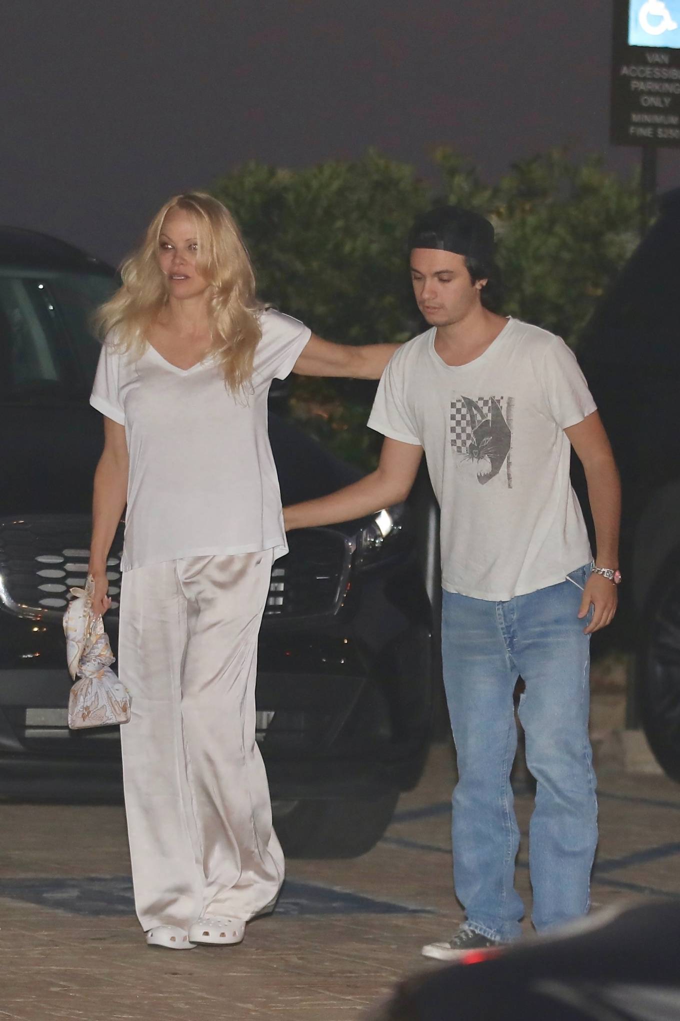 Pamela Anderson - Dinner candids with her son Dylan at Nobu in Malibu