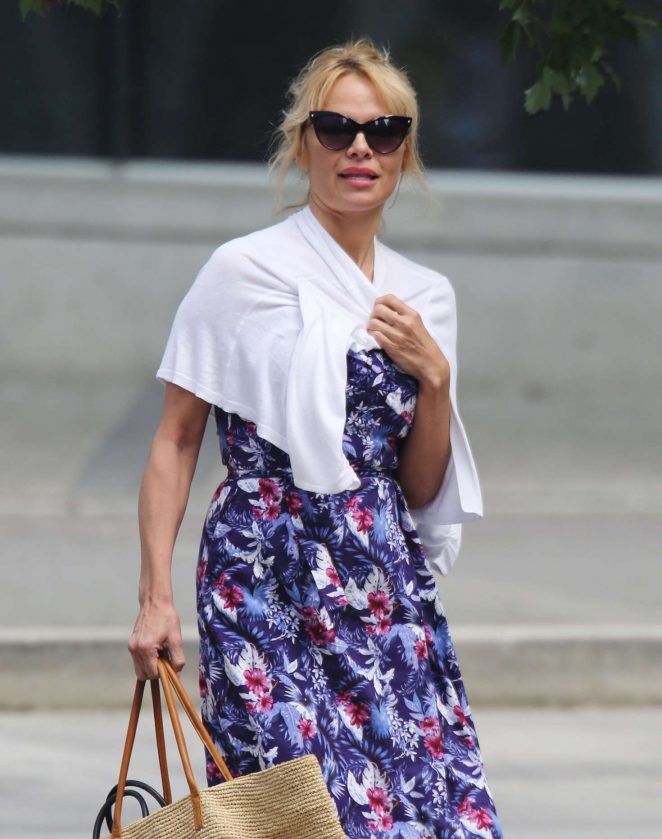 Pamela Anderson in Floral Dress out in Vancouver