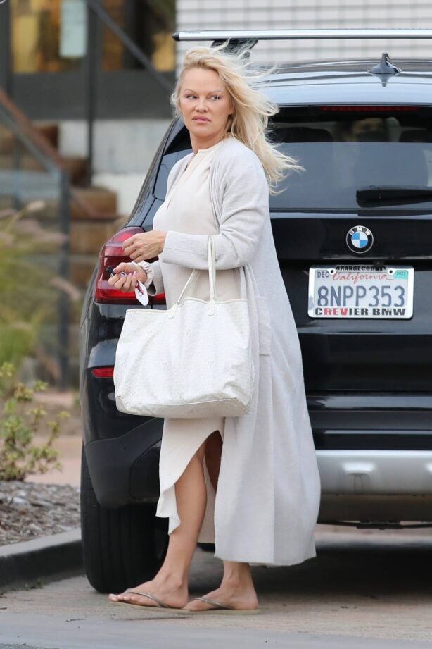 Pamela Anderson - Out with a friend for dinner in Malibu