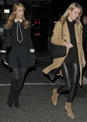 Paris and Nicky Hilton - Arriving at Sexy Fish Restaurant in Mayfair