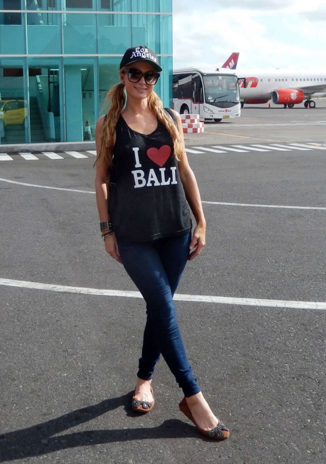 Paris Hilton at Ngurah Rai International Airport in Bali