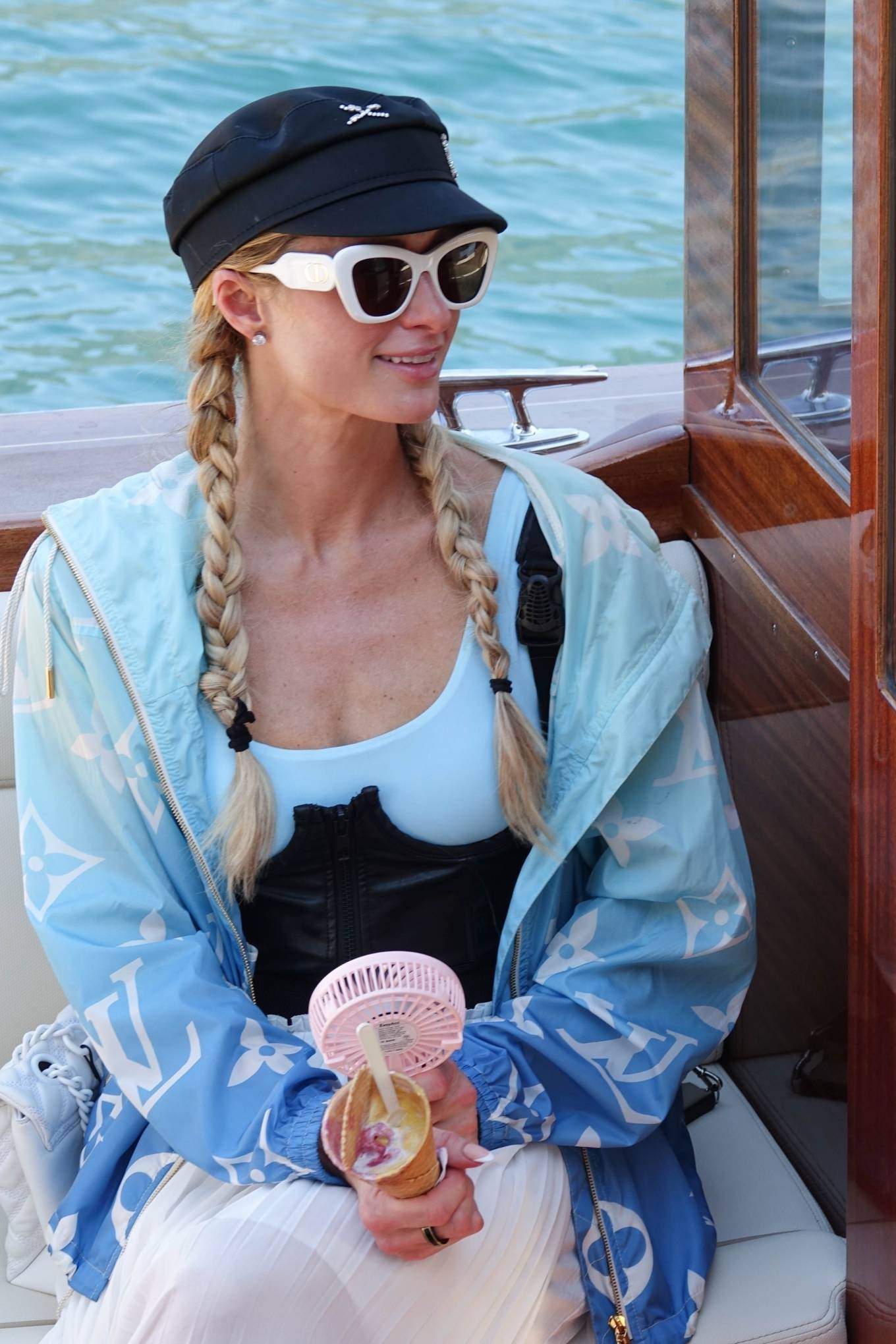 Paris Hilton – In a blue Louis Vuitton sarong with Carter Reum in Lake  Como-18 – GotCeleb