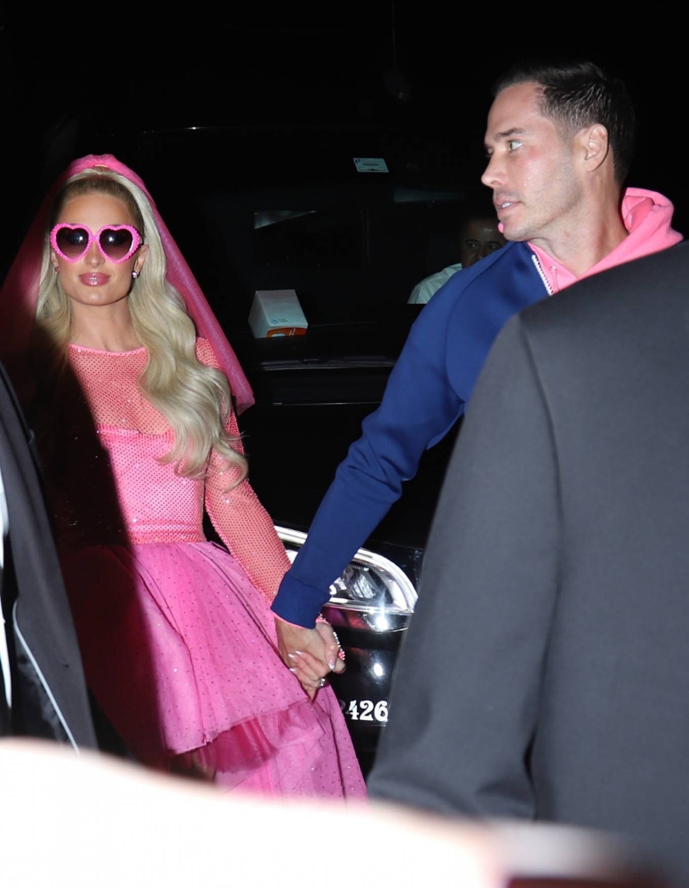 Paris Hilton 2021 : Paris Hilton – In neon pink bridal outfit at wedding after party at the Santa Monica Pier-10