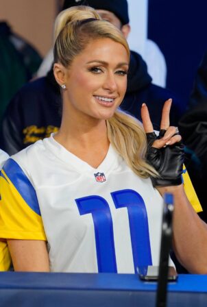 Paris Hilton - Is seen during the first quarter of the game in Inglewood