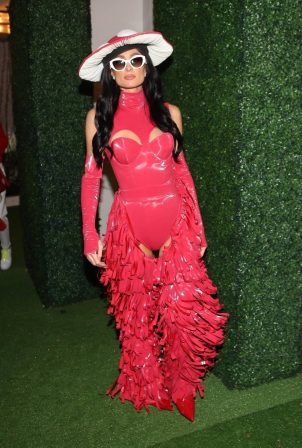 Paris Hilton - Wears a red Mushroom Princess costume in West Hollywood