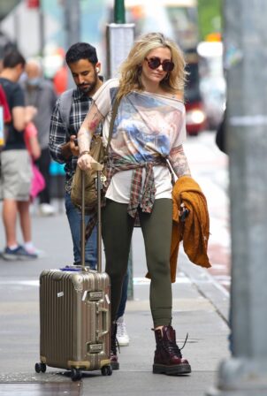 Paris Jackson - In olive green leggings seen leaving her hotel in New York