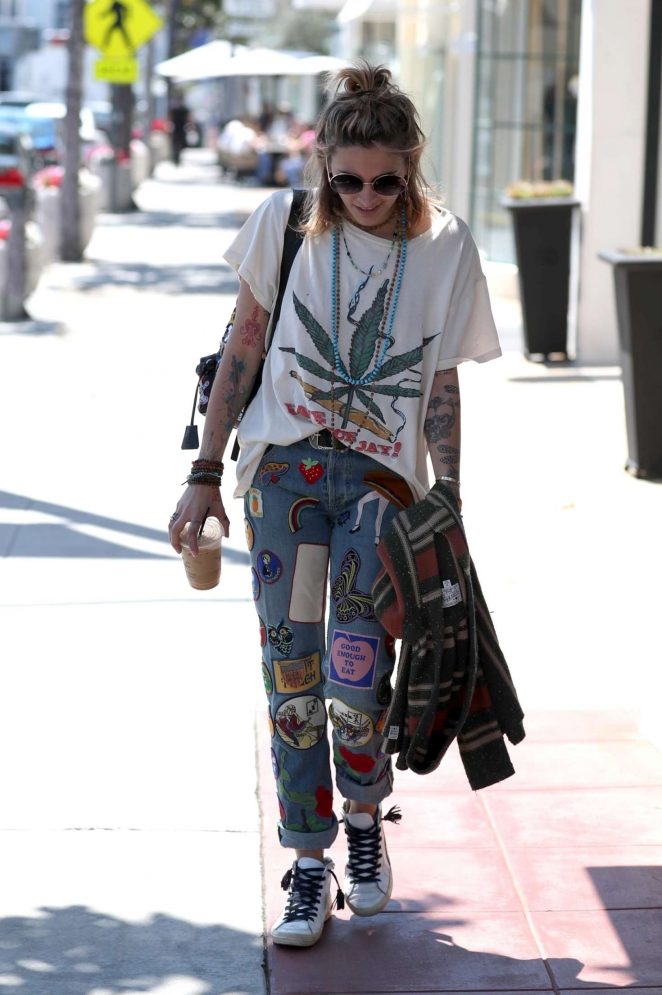 Paris Jackson in Print Jeans out in Los Angeles