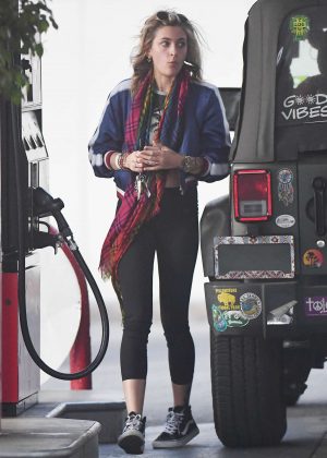Paris Jackson in Tights at a gas station in LA