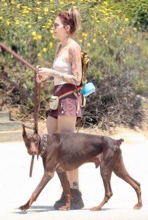 Paris Jackson - On a morning hike with her dog in Los Angeles
