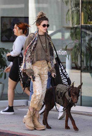 Paris Jackson - Seen with her beloved Doberman dog in Los Angeles