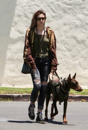 Paris Jackson - Seen with her doberman on Melrose Ave in West Hollywood