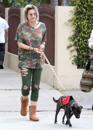 Paris Jackson walking her dog in Los Angeles