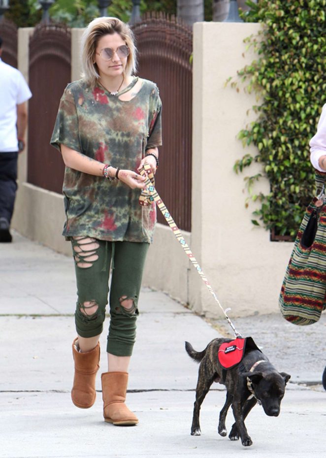 Paris Jackson walking her dog in Los Angeles