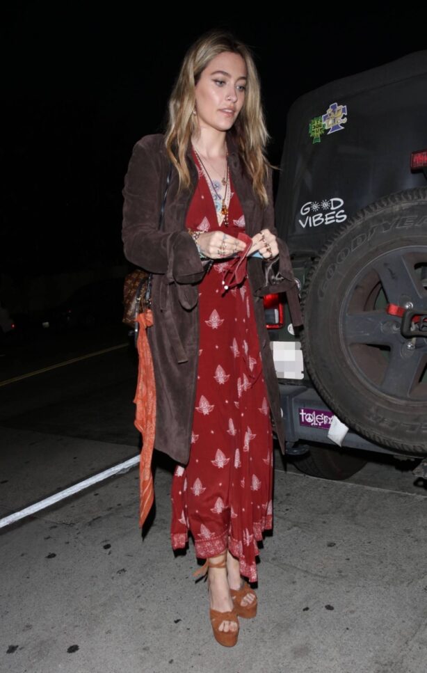 Paris Jackson - Wearing a Louis Vuitton bag and red dress in West Hollywood