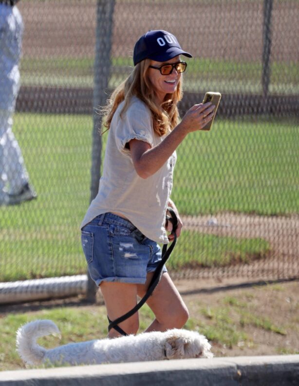Patsy Palmer - Watches her sons baseball game in Malibu