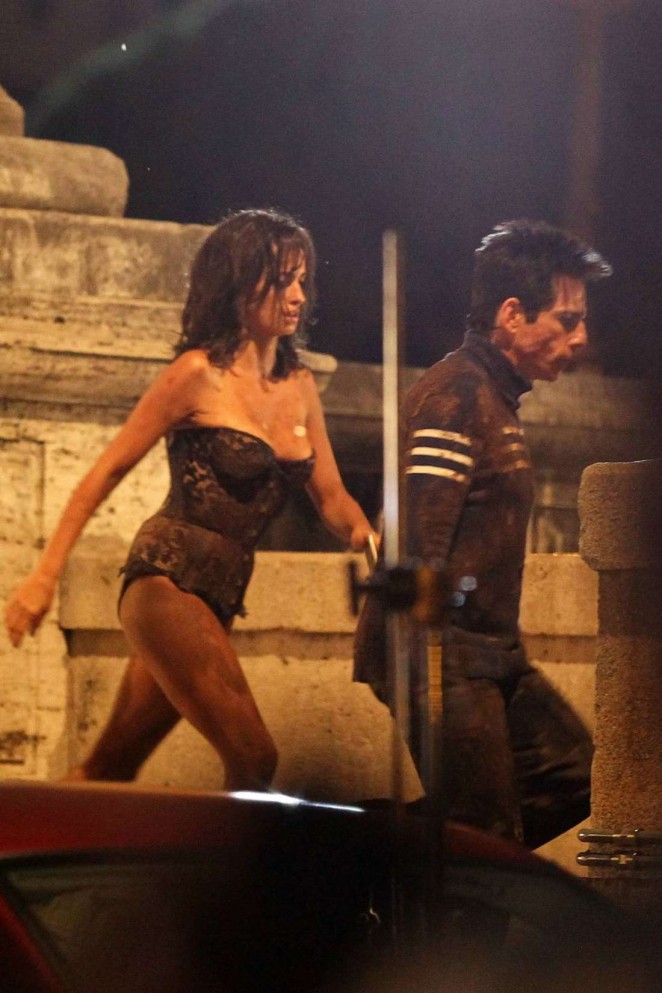 Penelope Cruz and Ben Stiller - Filming 'Zoolander 2' in Rome