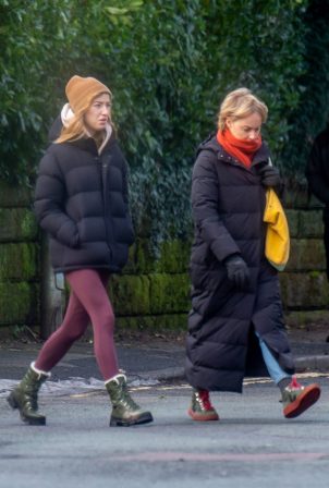 Phoebe Dynevor - With her mother Sally Dynevor in Manchester