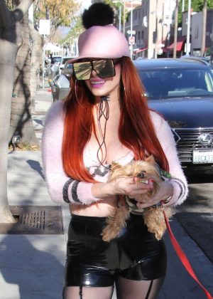 Phoebe Price and Her Dog out in Beverly Hills