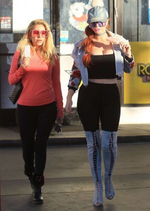 Phoebe Price and Marcela Iglesias at a gas station in Los Angeles
