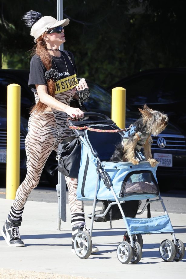 Phoebe Price - On a stroll with her dog in LA