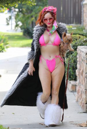 Phoebe Price - Posing in a pink bikini on street of Los Angeles