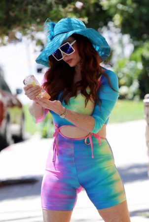 Phoebe Price - Wearing a colorful tie dye outfit in LA