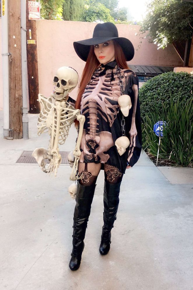 Phoebe Price wearing an outfit in preparation for Halloween in LA